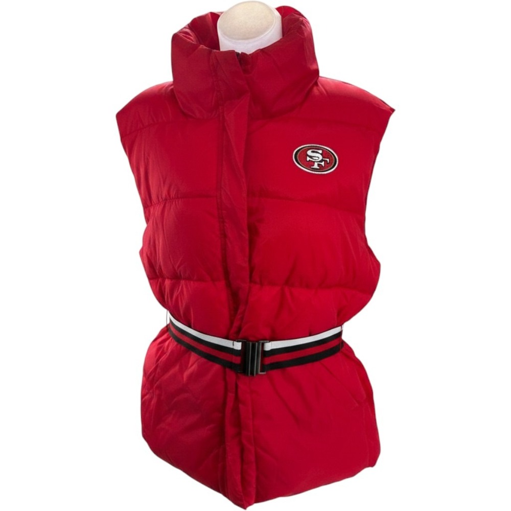 Wear Erin Andrews San Francisco 49ers Red Puffer Vest Belt Jacket Womens XL NEW
